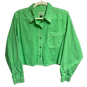 Universal Thread Green Cropped Button Down Shirt size M EUC‎